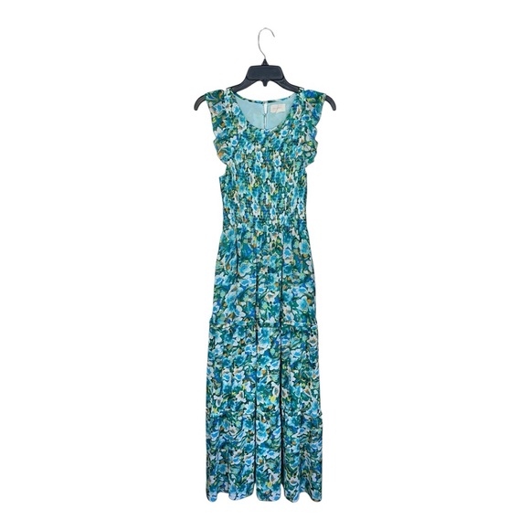 Melloday | Green Smocked Maxi Floral Sundress M - Picture 1 of 12